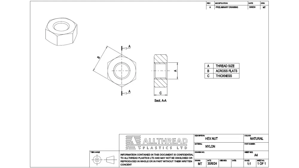 PVDF Hex Nuts