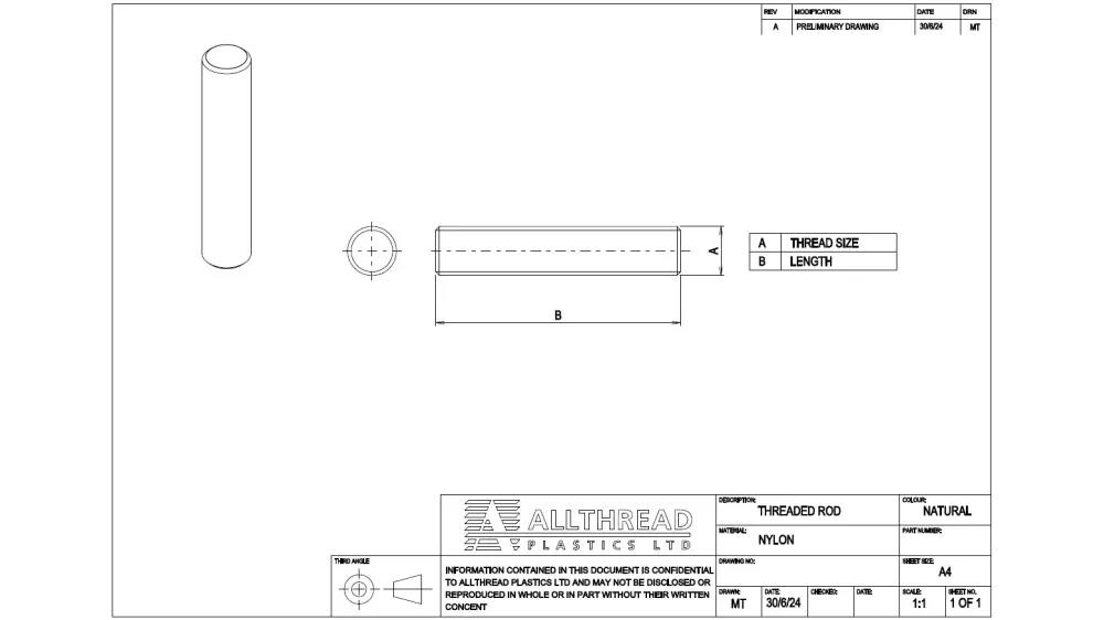 Polypropylene Threaded Rod