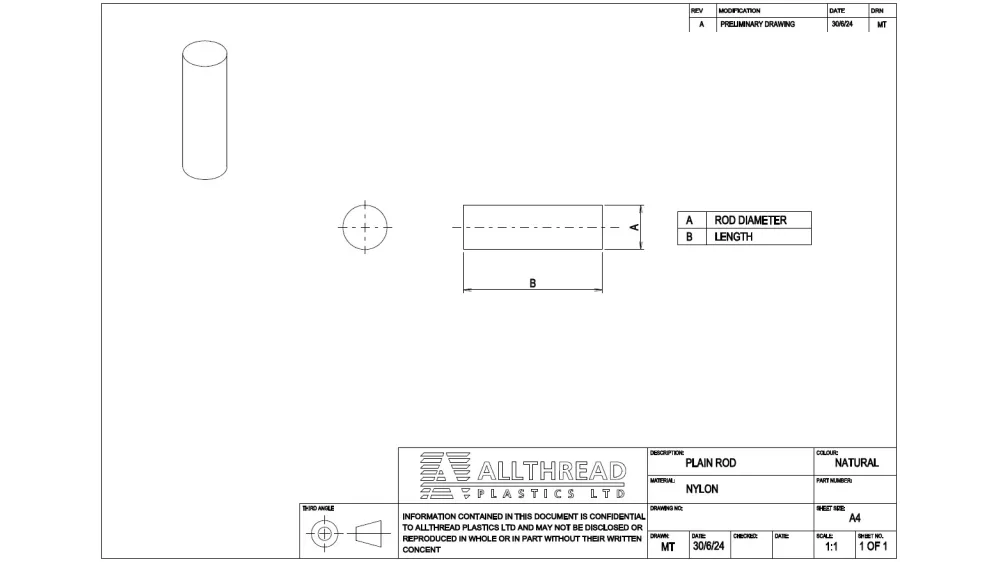 Acetal Plain Rod