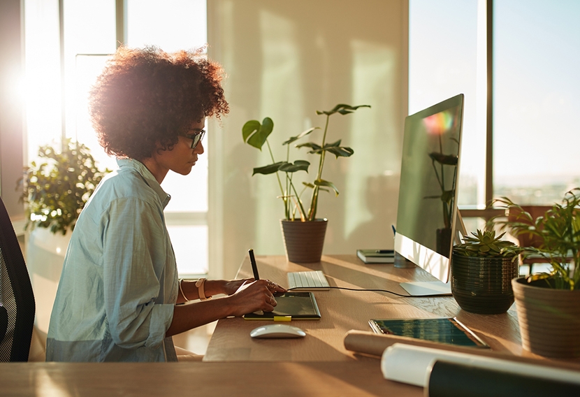 Graphic designer working at computer