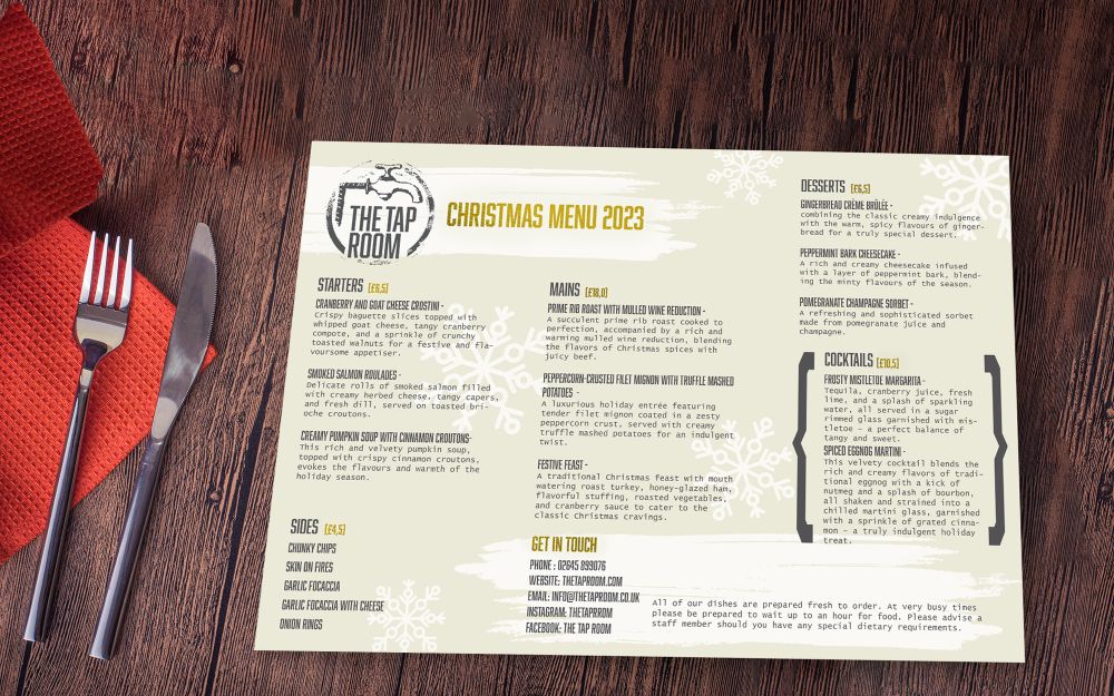 Restaurant Christmas menu