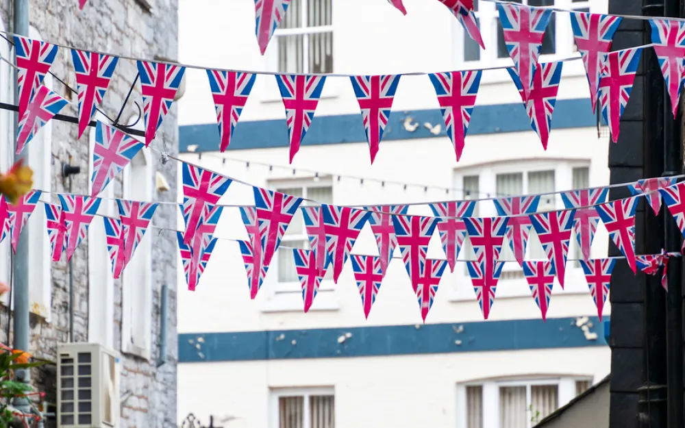 Union flag bunting for street party