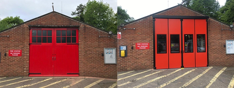 Before and After Clare Fire Station Doors
