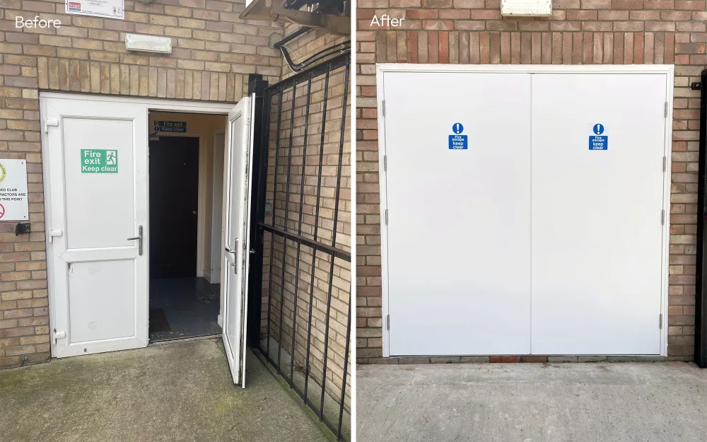 Holt Rugby Club Upgrades Fire Exit Doors from uPVC to Steel