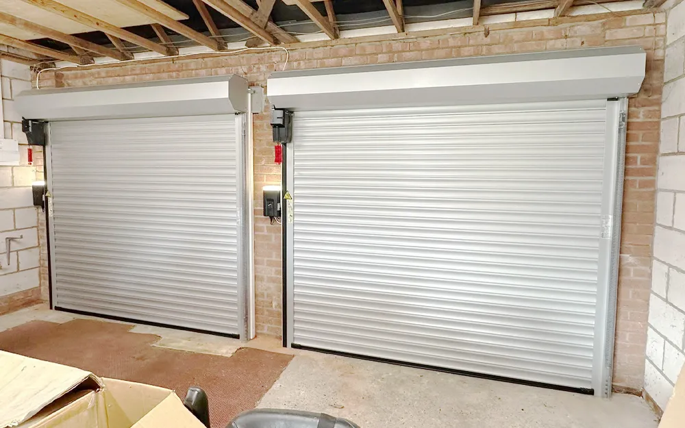 image of the inside of double domestic garage door installation