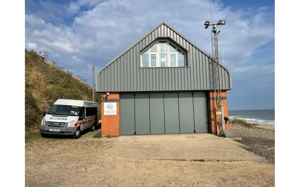 Mundesley Lifeboat Shed and flood rescue van