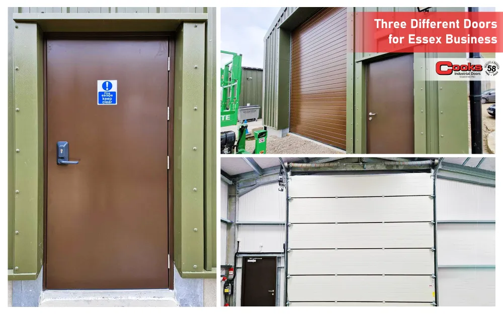 three images of different doors installed by cooks doors