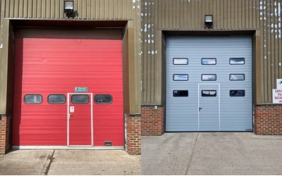 Before and After Industrial Door for Renault Trucks in Faversham