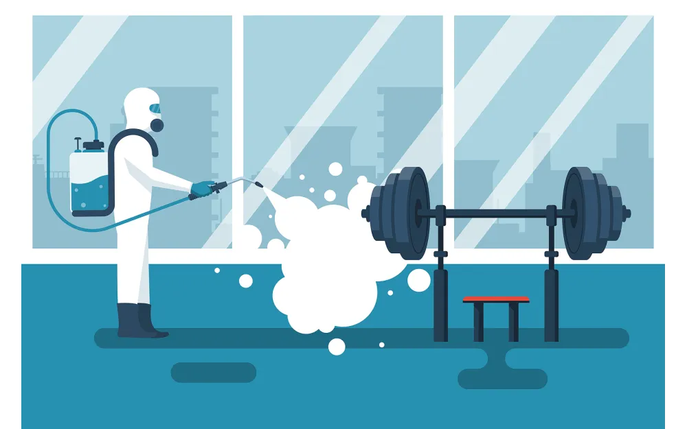 disinfection of gym workplace