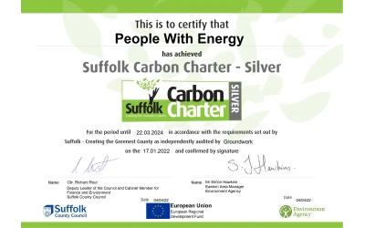 People with Energy Achieve Silver Level in Carbon Charter