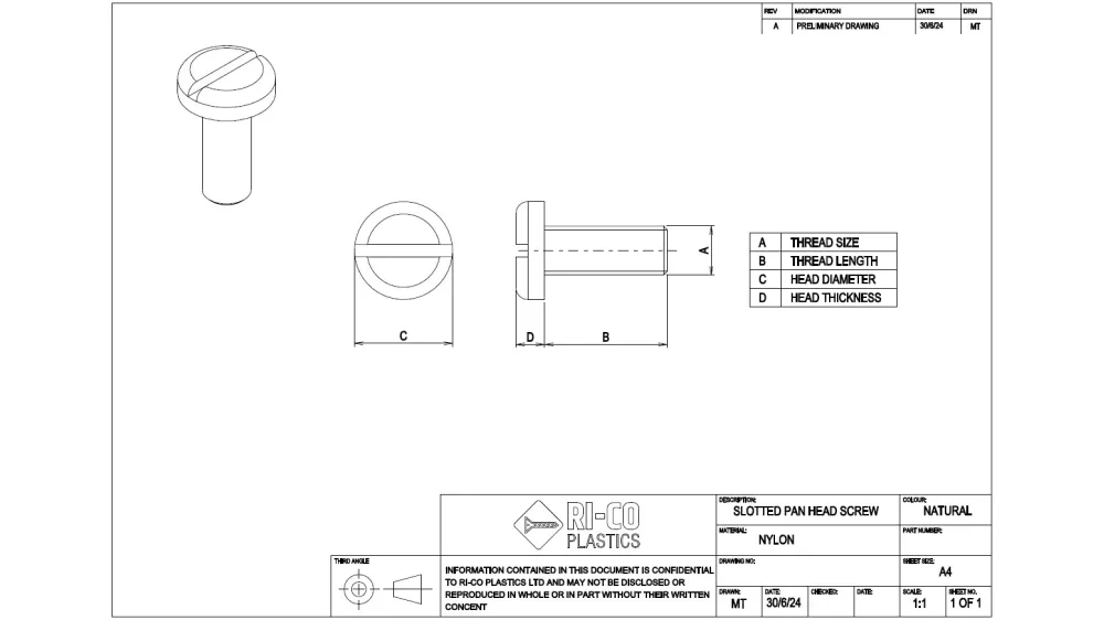 Nylon Pan Head Screws - M2 x 5mm