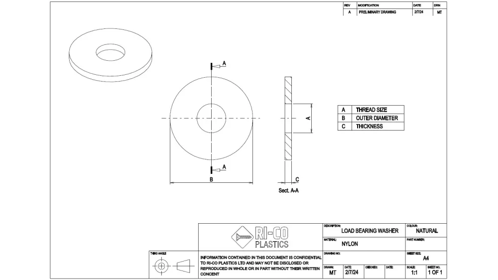 Heavy Duty Nylon Washers - M10 x 50mm