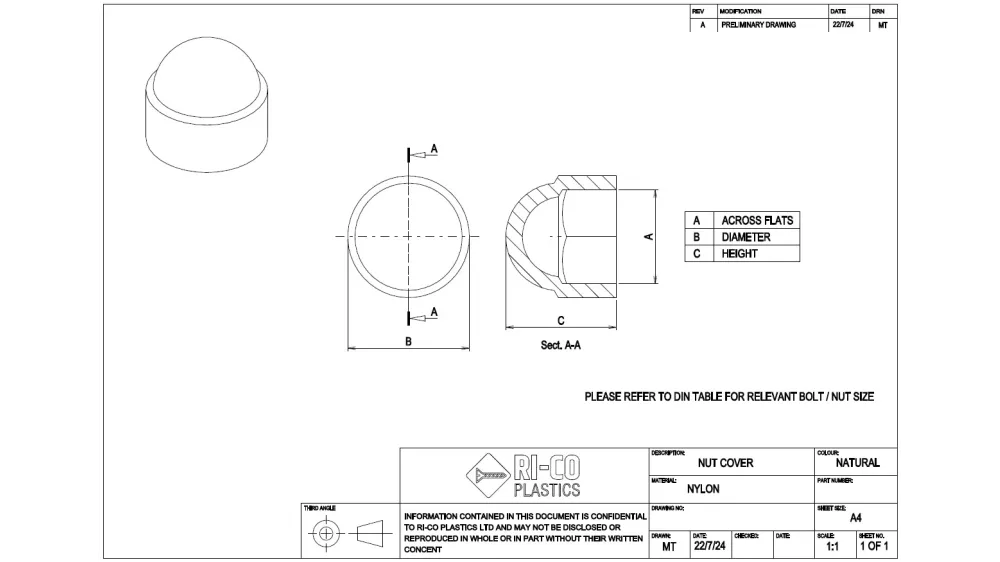 LDPE Nut Covers - M8