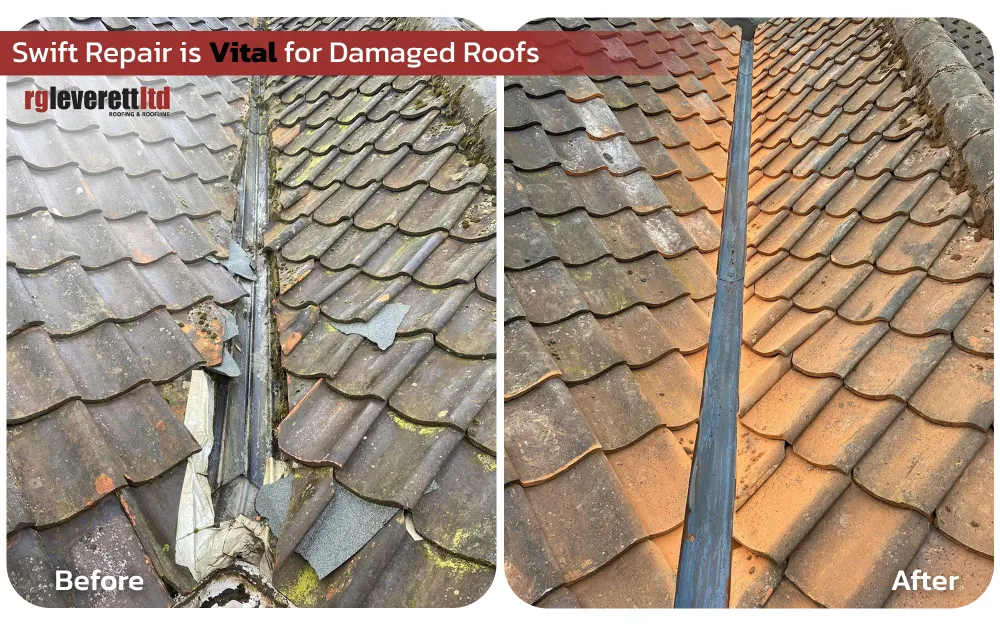 before and after images of roof repair