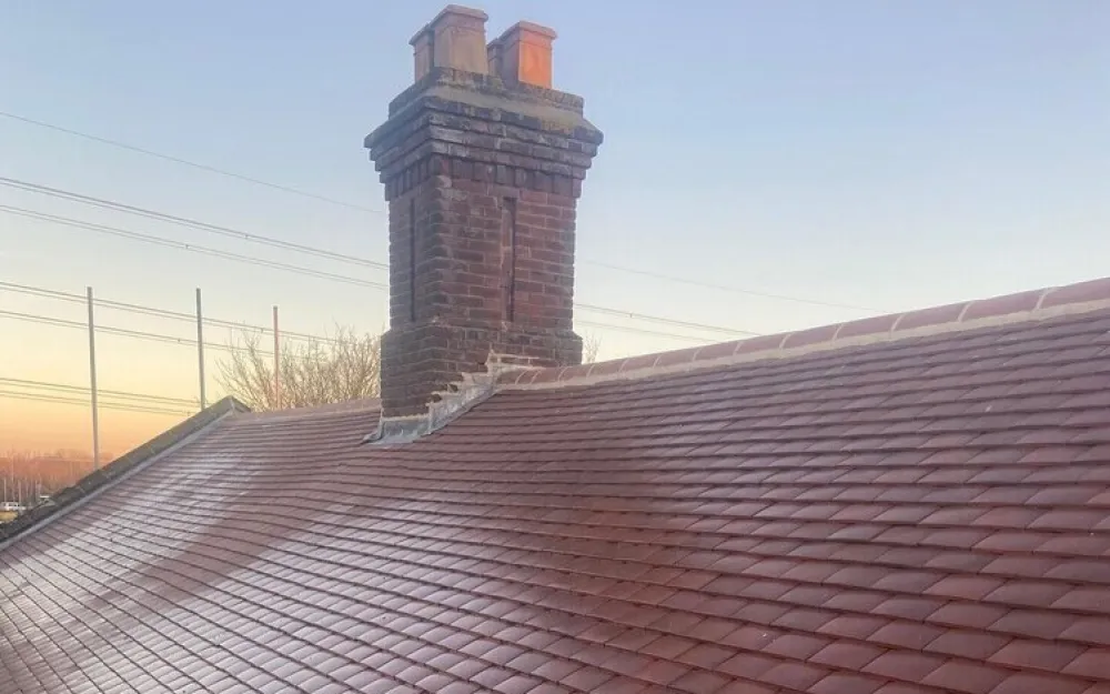 Completed plain roof tile installation