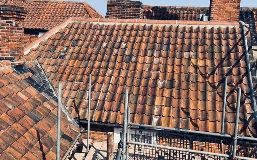 New roof tiles in place on roof in Bungay