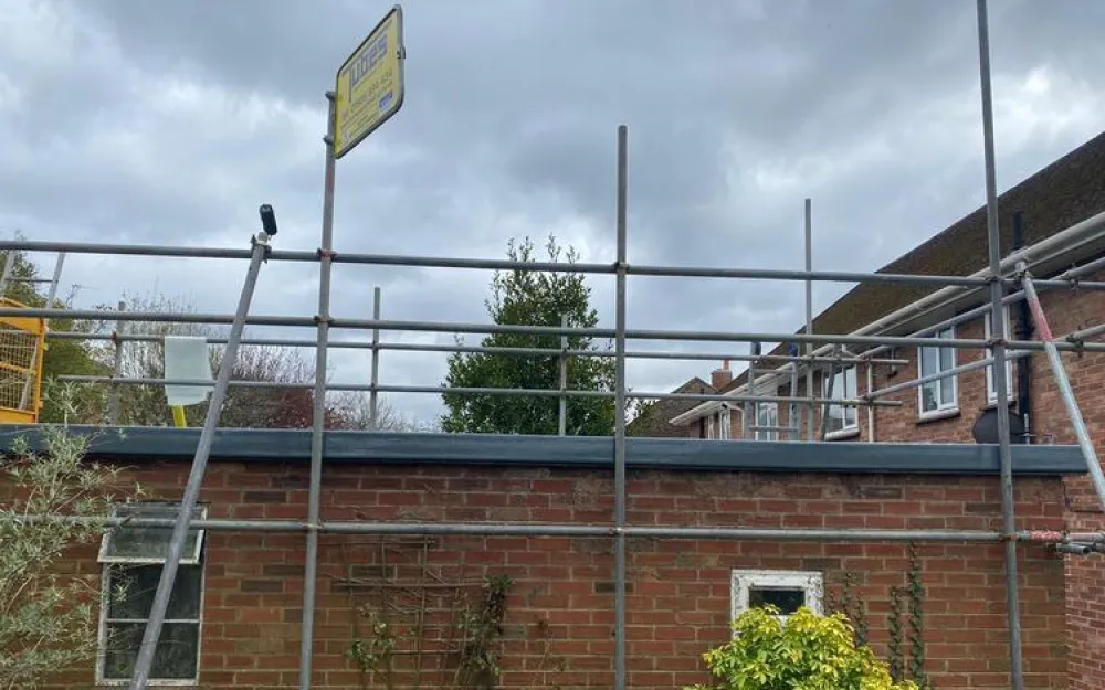 Scaffolding erected for shed roof refurbishment