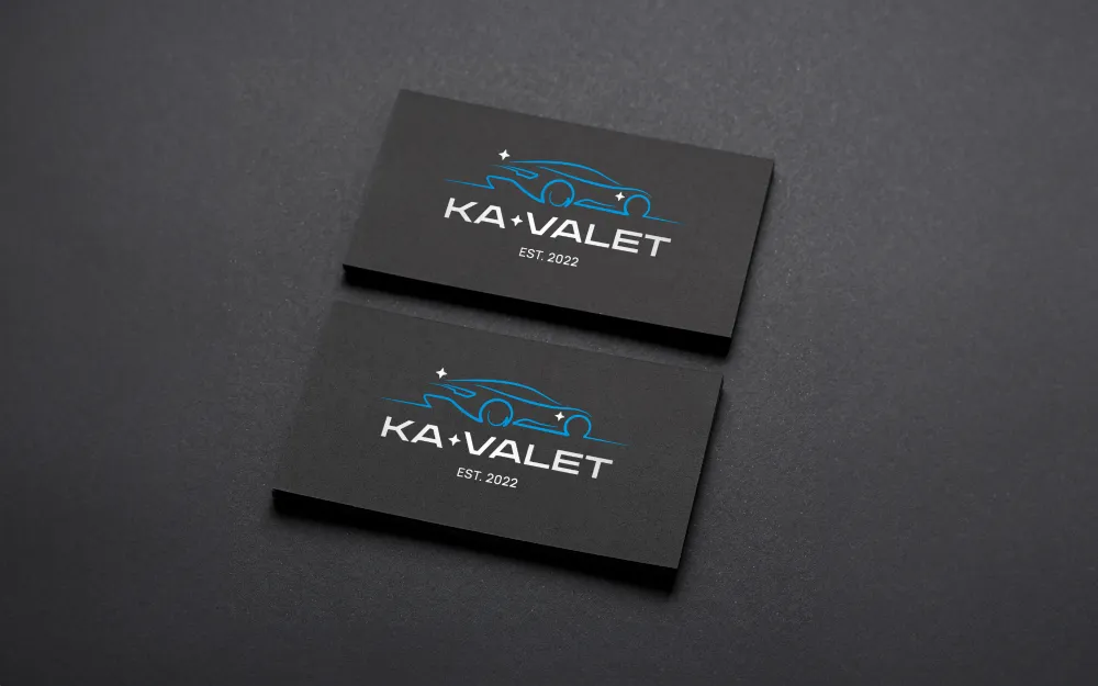 KA Valet's logo displayed on business cards