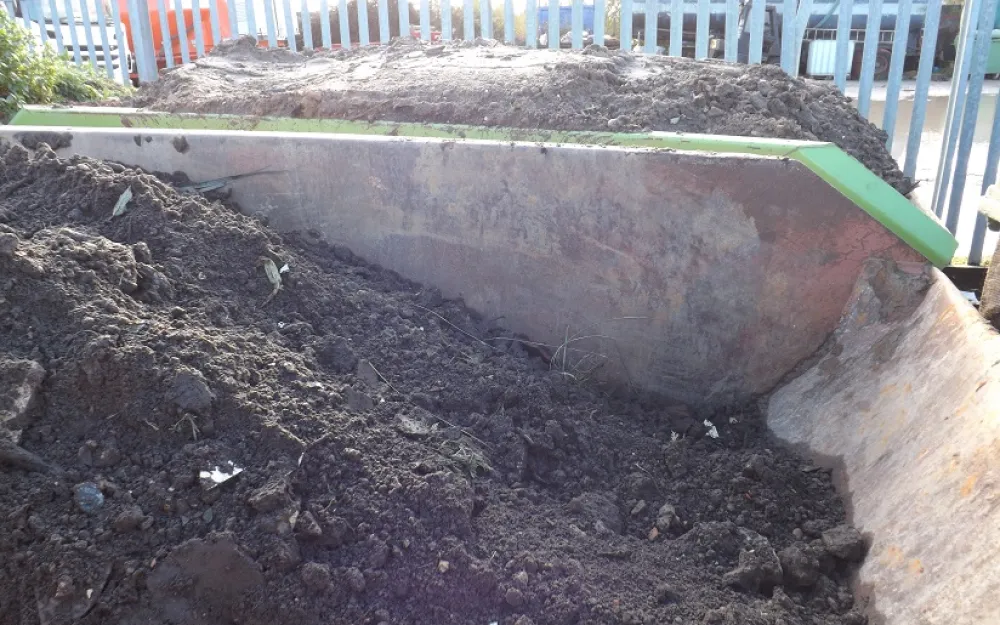 One of our smaller skips filled with soil. 