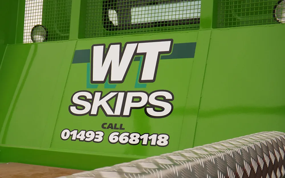 WT Skip Hire lorry branding